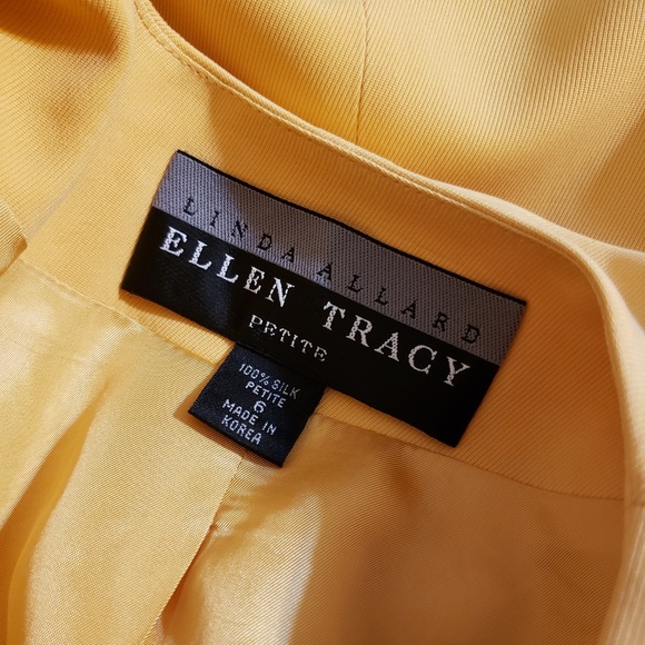 Petite Vintage Yellow Collarless Blazer Jacket - Picture 3 of 3